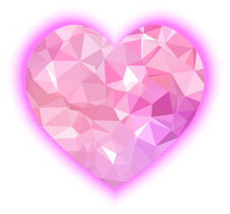 Naklejka na ściany i meble Pink polygon heart isolated