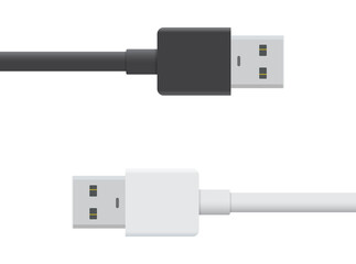 USB black and white cable icon isolated.