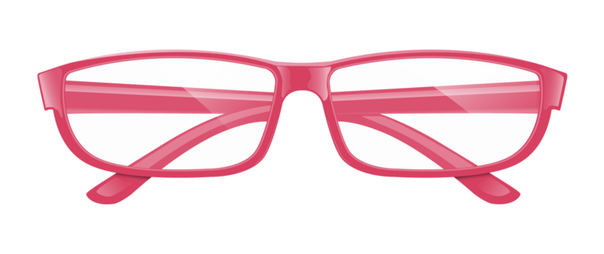 Realistic pink glasses isolated.