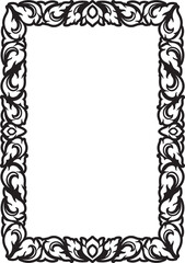 Vertical Design of Thailand flower square frame border, stencil, invitation, greeting, printing, advertise vintage concept	