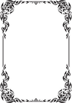 Vertical Design Of Thailand Flower Square Frame Border Stencil