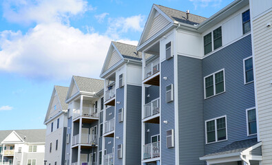close up on modern rental apartment buildings