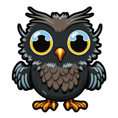 Fototapeta premium Cartoon Owl sticker cutout transparent background