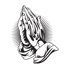 Praying hands illustration premium vector