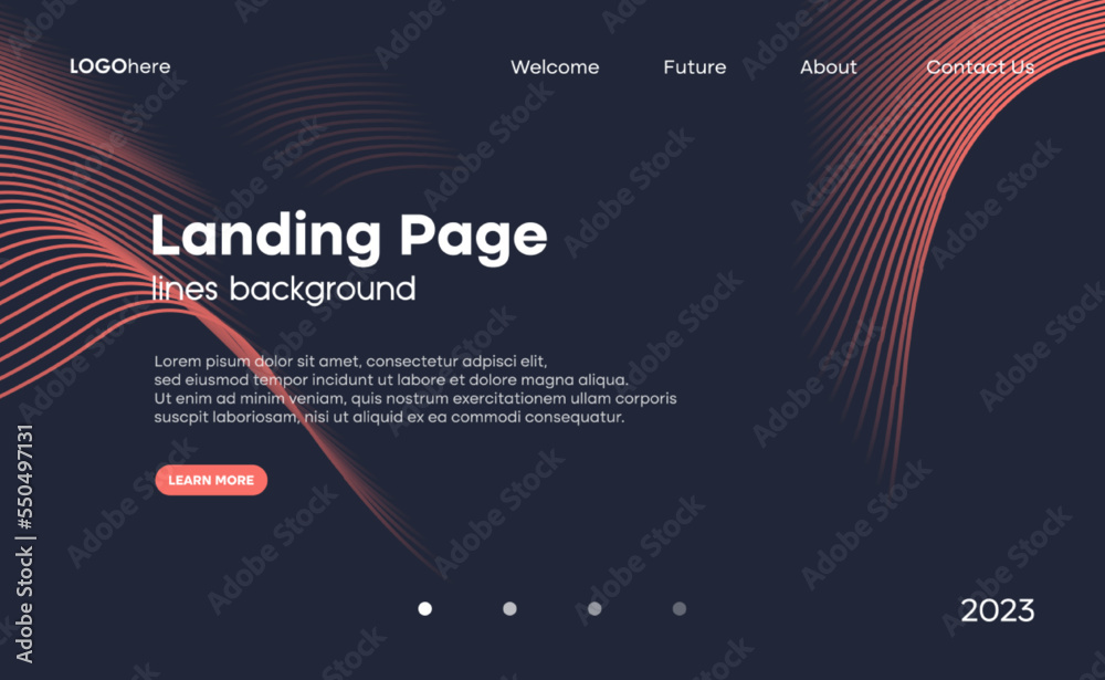 Poster future curve wavy lines background. the minimal layout design template for the webpage and business 