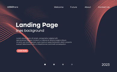 Future curve wavy lines background. The minimal layout design template for the webpage and business presentation. Vector, 2023