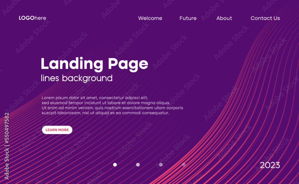 Fototapete abstract purple background with lines. the minimal layout design template. vector, 2023