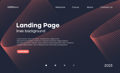 Abstract technology background with glowing lines. The minimal layout design template for the webpage and business presentation. Vector, 2023