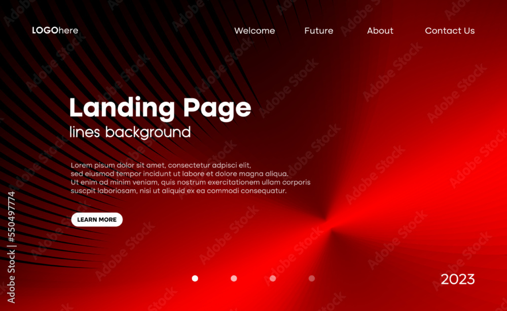 Poster Abstract dark red background with gradient lines composition. The minimal layout design template. Vector, 2023