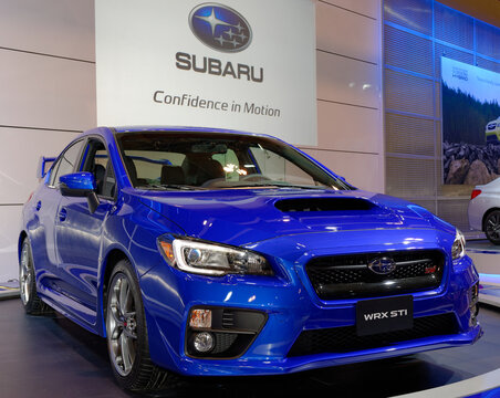 TORONTO, CANADA-FEBRUARY 14, 2014: Subaru WRX STi at the 2014 Canadian International Auto Show in Toronto          