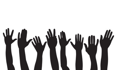 Fototapeta premium Human Hand, Many hands up, Hand Raised vector flat icon.