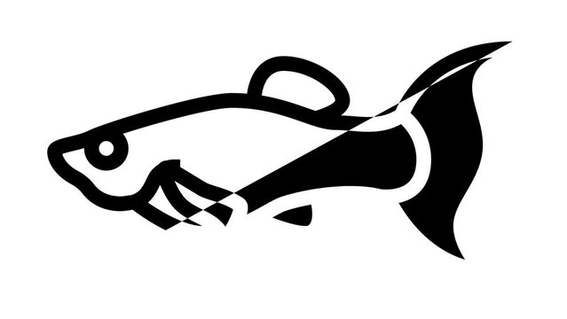 molly fish line icon animation