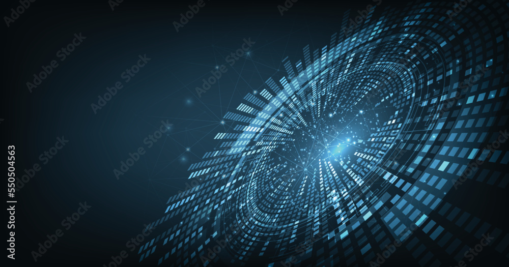 Aufkleber 3D Circular digital background. Futuristic Circular digital technology background.High tech circular connection system concept.