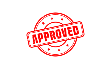 Approved rubber stamp with grunge style on white background