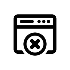 Webpage Error icon - vector illustration . Web, Browser, Error, Website, Not found, Access denied, Restricted, Cancel, Remove, line, outline, icons .