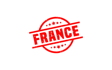 FRANCE stamp rubber with grunge style on white background