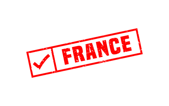 FRANCE stamp rubber with grunge style on white background