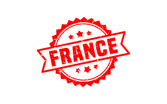 FRANCE stamp rubber with grunge style on white background