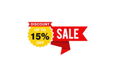 15 Percent discount offer, clearance, promotion banner layout with sticker style.