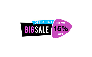 15 Percent discount offer, clearance, promotion banner layout with sticker style.