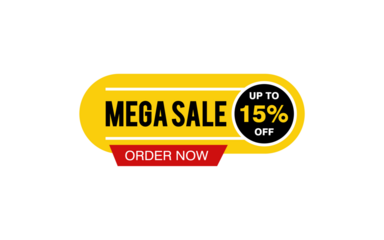 15 Percent discount offer, clearance, promotion banner layout with sticker style.