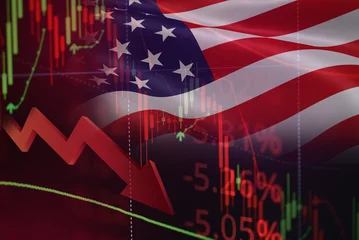  USA. recession stock market exchange loss trading graph analysis investment indicator business graph charts of financial crisis stock crash red price chart fall money economic world financial © Bigc Studio