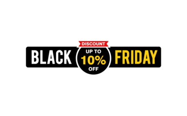 10 Percent discount black friday offer, clearance, promotion banner layout with sticker style. 