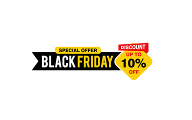 10 Percent discount black friday offer, clearance, promotion banner layout with sticker style. 
