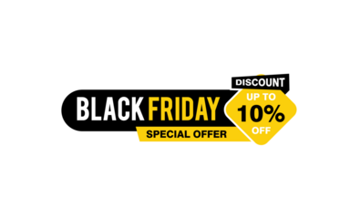 10 Percent discount black friday offer, clearance, promotion banner layout with sticker style. 