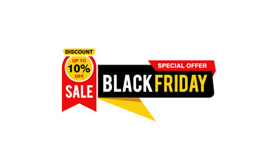 10 Percent discount black friday offer, clearance, promotion banner layout with sticker style. 