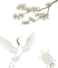 鶴と亀と松　めでたいイラスト