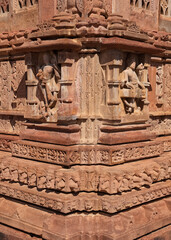 Sculpture on historic Menal Shiv temple near Chittorgarh, Rajasthan, india.