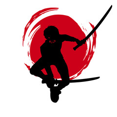 Samurai the Japanese fighter man design for t-shirt and merchandise. Abstract vector logo illustration.