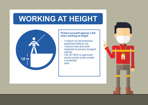 Safety person give the education about working at height rules.