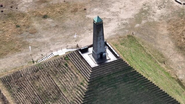 The Pyramid of Austerlitz, 36 metre high pyramid. Built in 1804 by Napoleon's soldiers on one of the highest points of the Utrecht Hill Ridge, in Woudenberg, the Netherlands. Aerial.