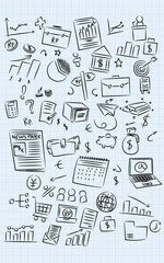Clip art finance economy business education, doodle sketch illustration