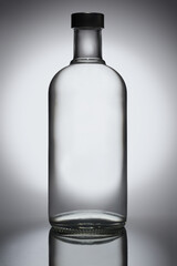Clear Absolut vodka bottle on white advertising background
