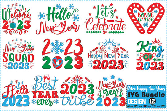 Retro Happy New Years SVG Bundle