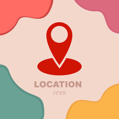 red location icon with pastel colors background