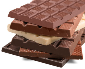 Stack of White , Dark , Milk Chocolate Bars