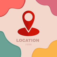 red location icon with pastel colors background