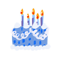 Blue birthday cake with candle on top