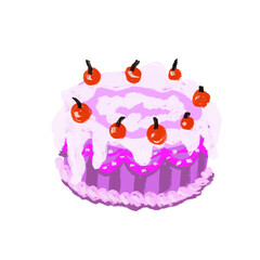 Sweet Pink birthday cake with cherry on top