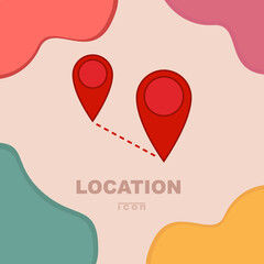 red location icon with pastel colors background