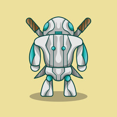 vector character logo mascot robot humahoid with sword