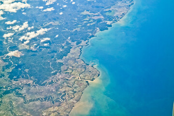 Fototapeta na wymiar aerial view of the island and river