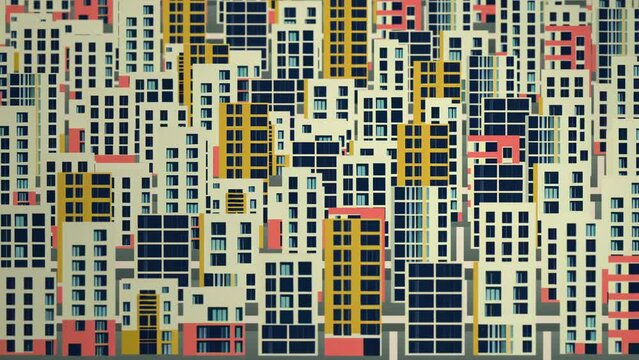 Flat cityscape colored multi-storey buildings pattern