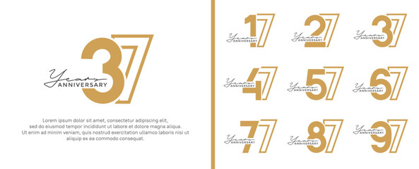 set of anniversary logo style flat gold color on white background for celebration