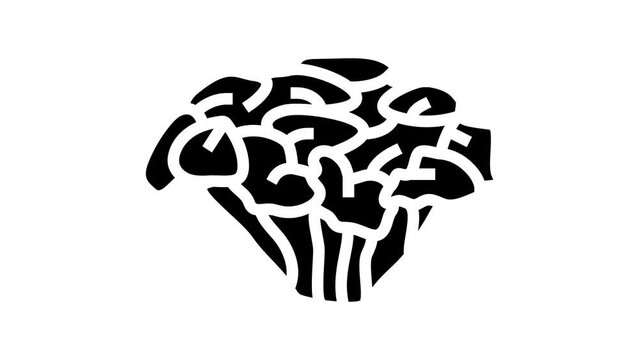 maitake mushroom line icon animation