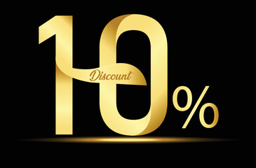 Golden 10 Percent Off discount sale Banner 